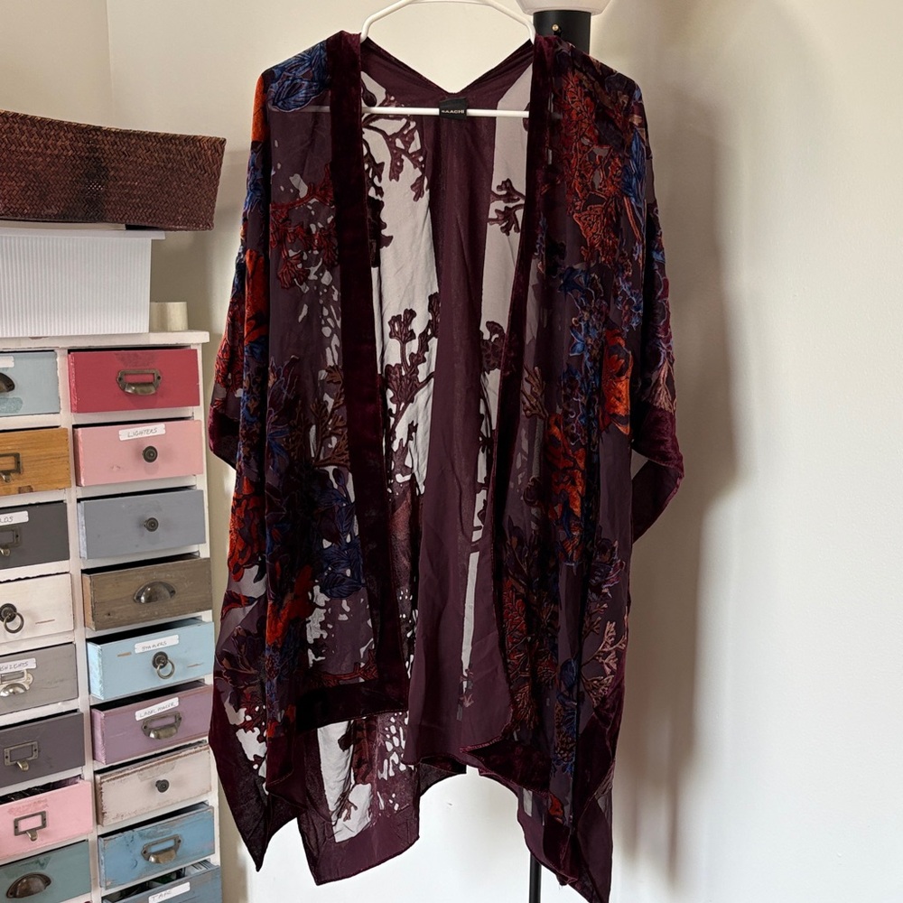 SAACHI Burgundy Sheer Kimono